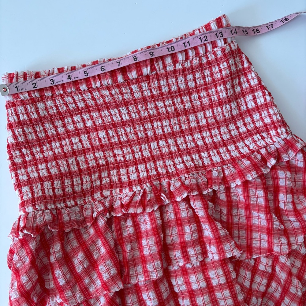 Tuckernuck || English Factory Smocked Top + Ruffled Mini Skirt Set Red Check M - Picture 8 of 9